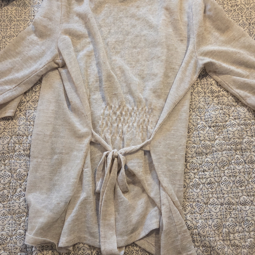 Beige Knit Sweater with Tie Waist